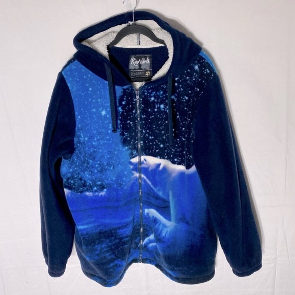 Run North 1982 Blue Polar Bear Fleece Full Zip Hoodie XL